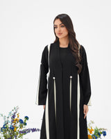 R297 Stylish cutting Model black and beige Abaya Abaya for Women UAE – Abaya – Rutba Fashion Abaya