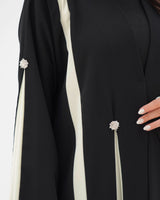 R297 Stylish cutting Model black and beige Abaya Abaya for Women UAE – Abaya – Rutba Fashion Abaya