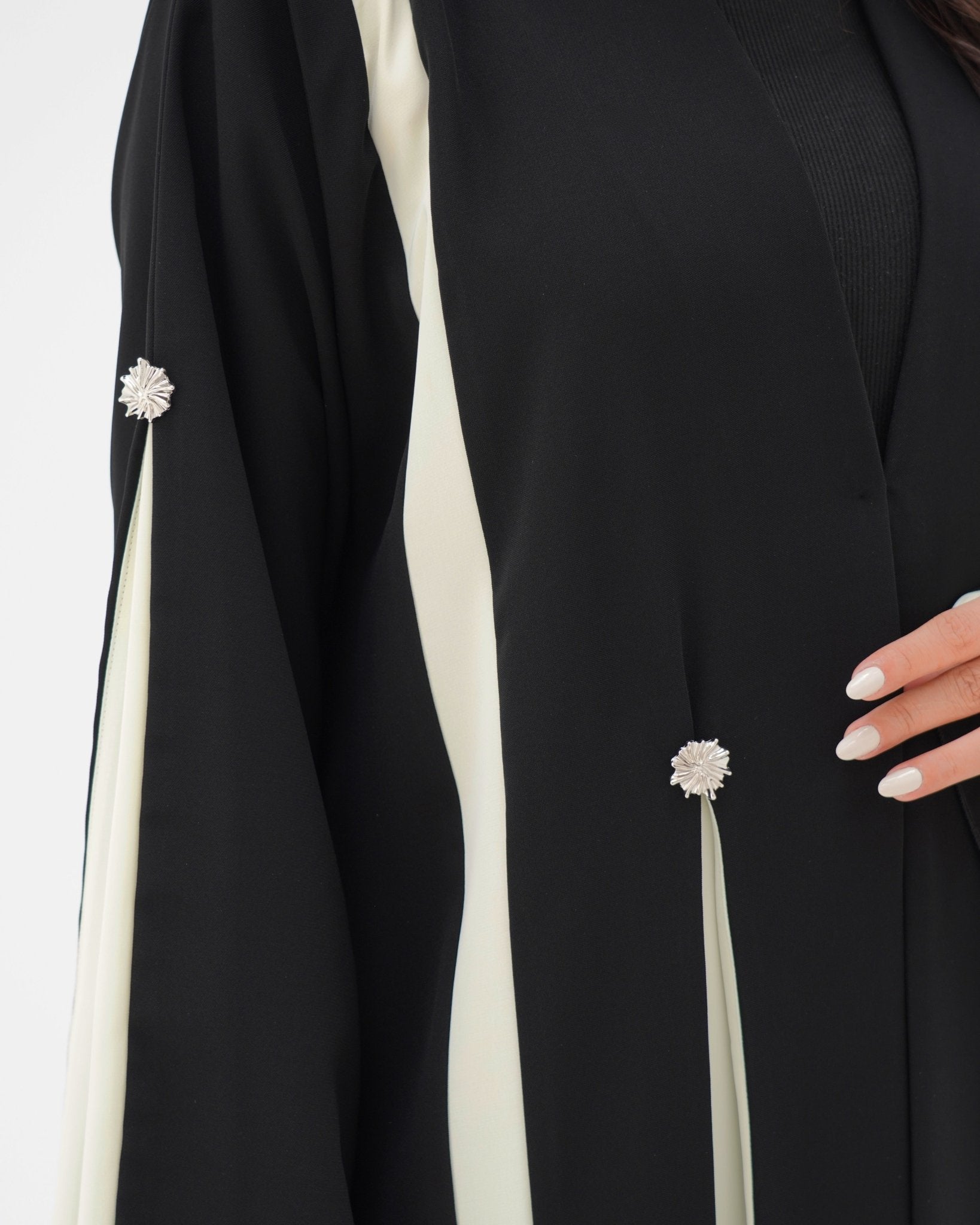 R297 Stylish cutting Model black and beige Abaya Abaya for Women UAE – Abaya – Rutba Fashion Abaya