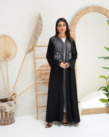 R300 Galaxy Dantel Black Abaya with stone Lace Abaya for Women UAE – Abaya – Rutba Fashion Abaya