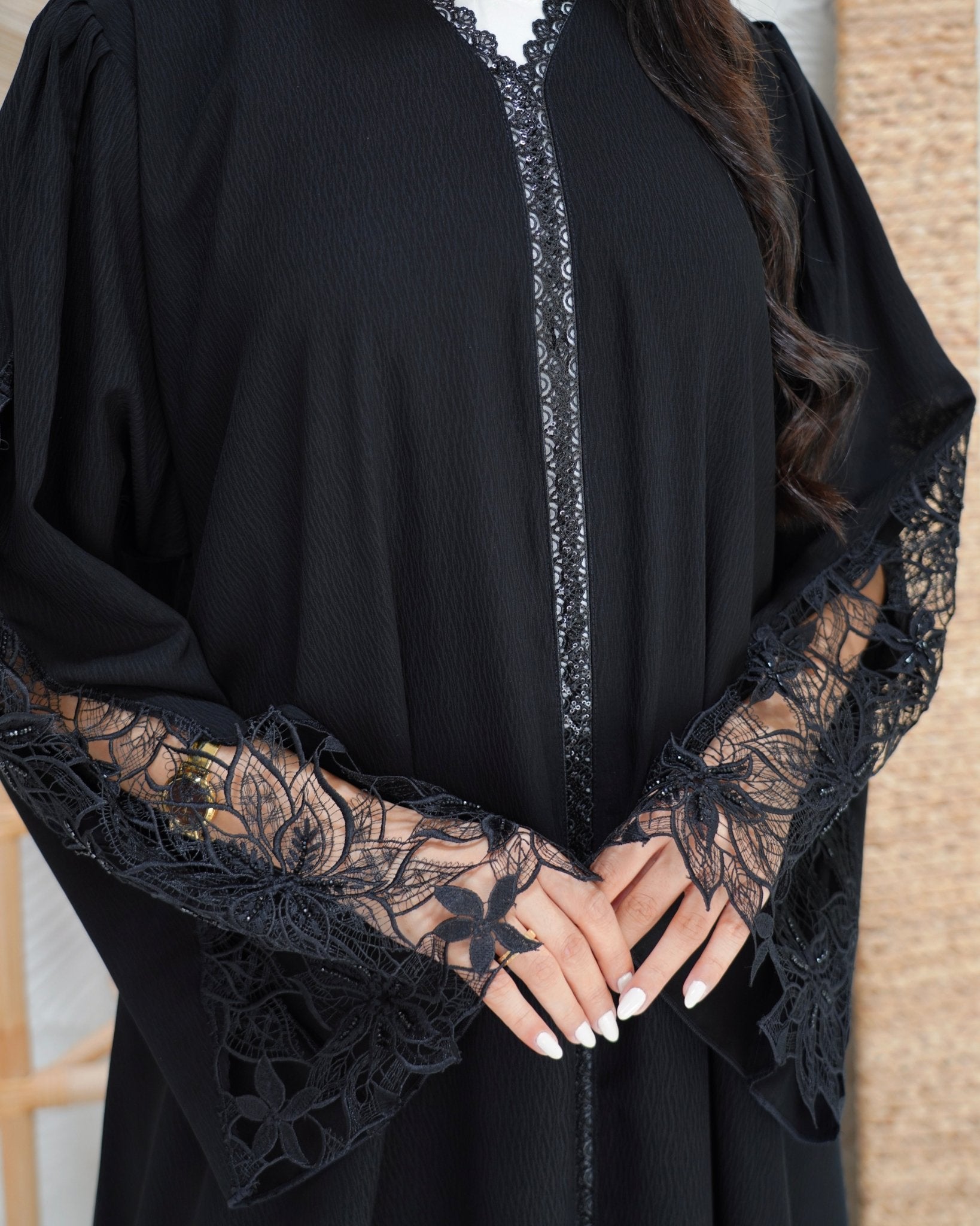 R302 luxury Dantel Model with beads work Abaya for Women UAE – Abaya – Rutba Fashion Abaya