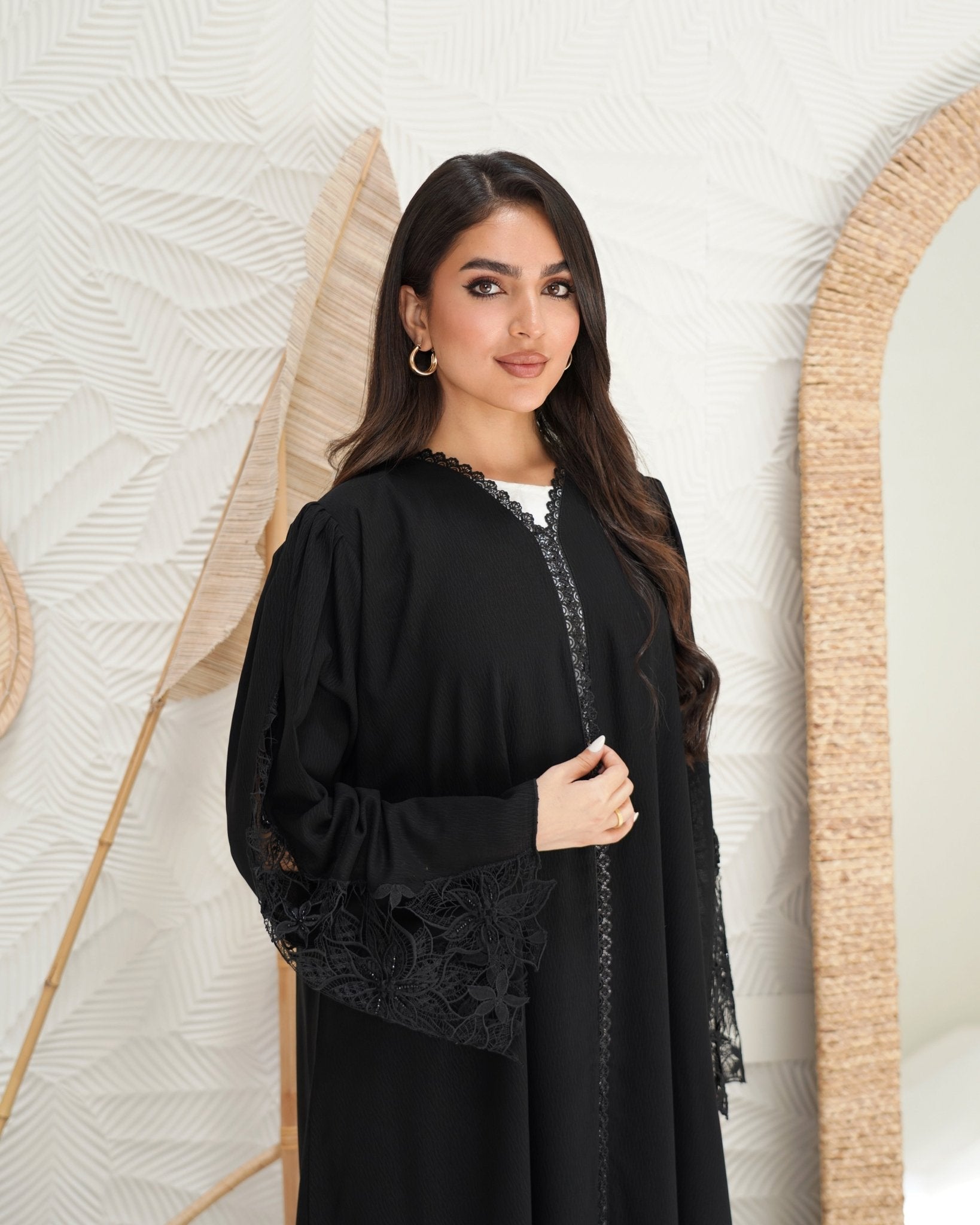 R302 luxury Dantel Model with beads work Abaya for Women UAE – Abaya – Rutba Fashion Abaya