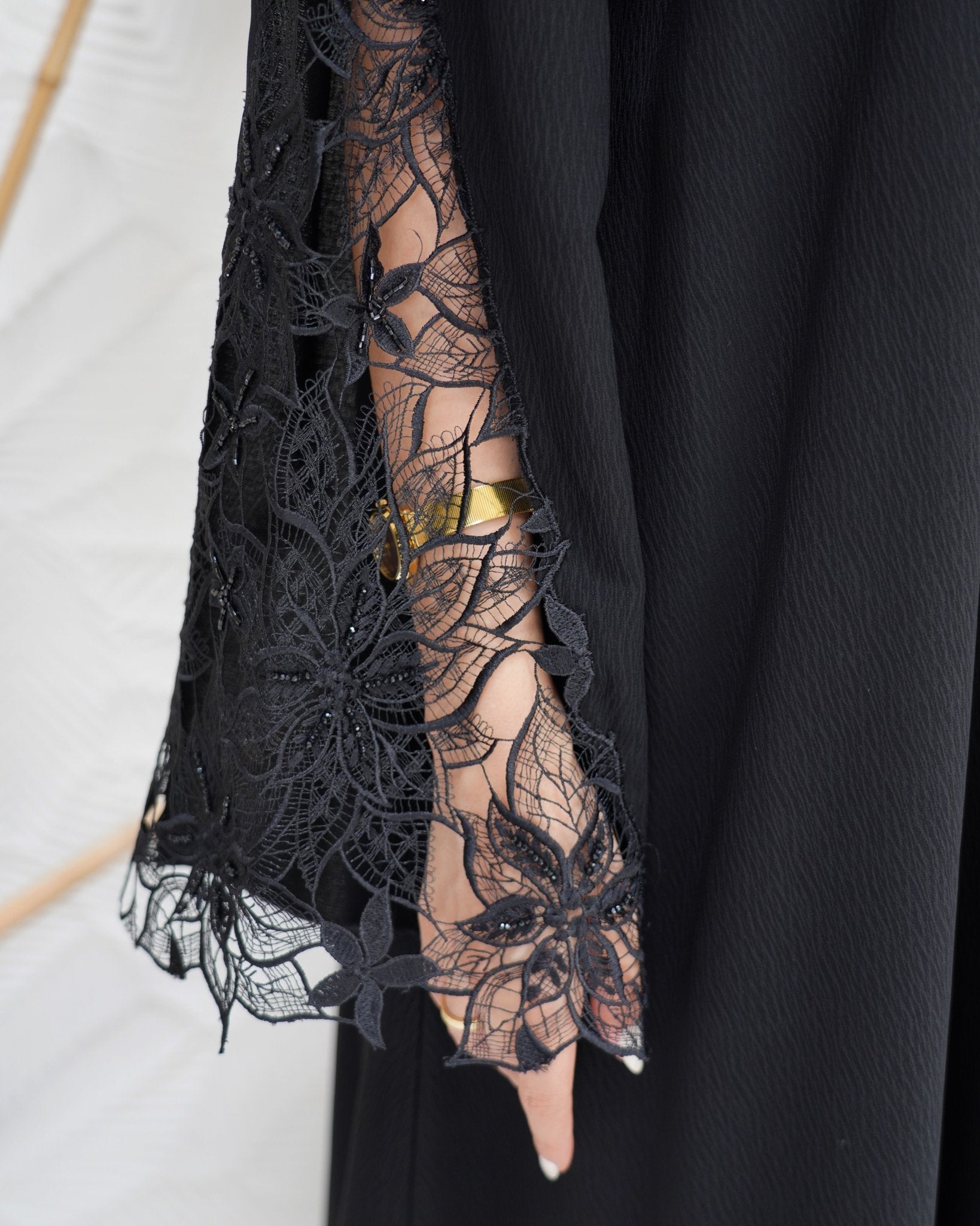R302 luxury Dantel Model with beads work Abaya for Women UAE – Abaya – Rutba Fashion Abaya