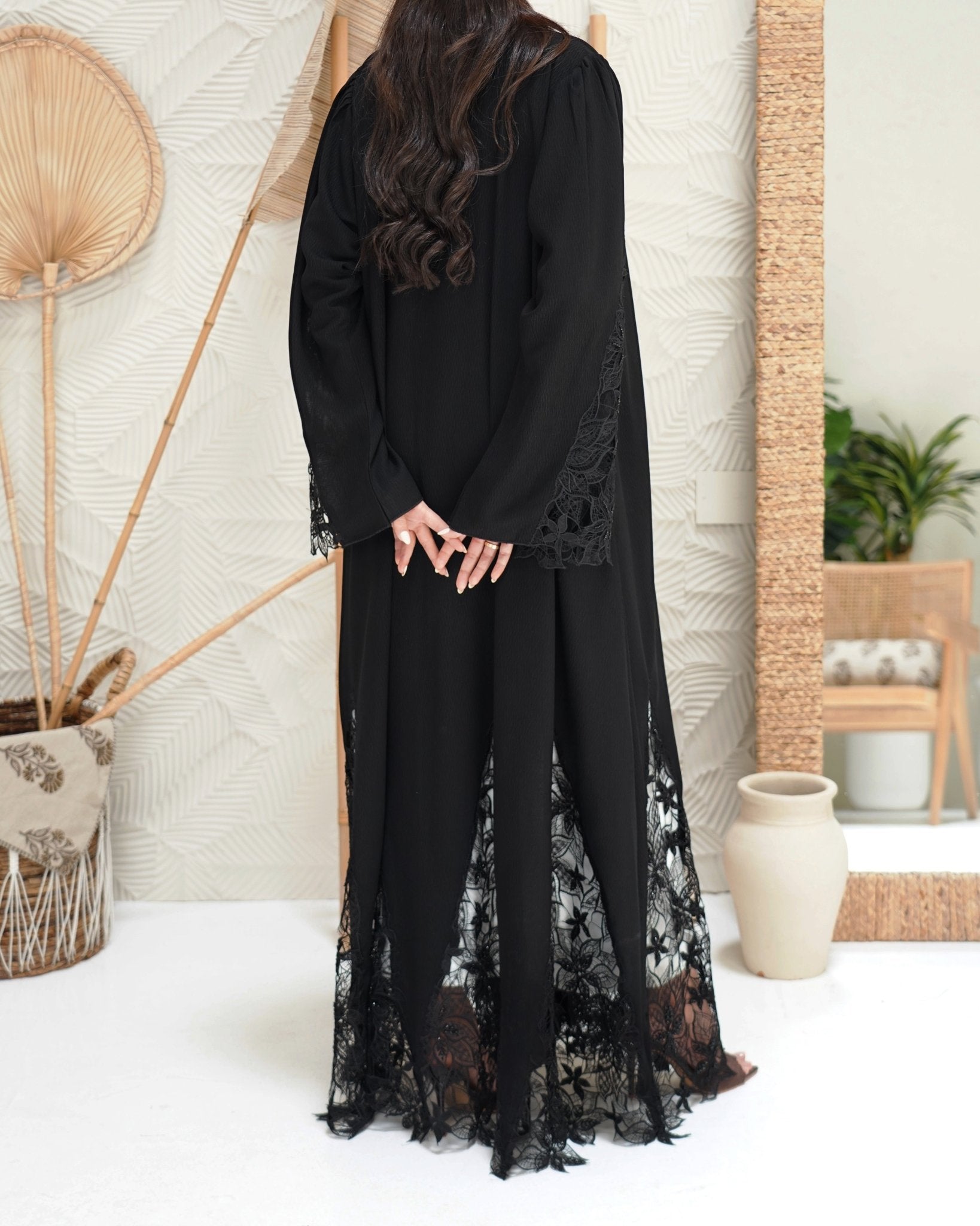 R302 luxury Dantel Model with beads work Abaya for Women UAE – Abaya – Rutba Fashion Abaya
