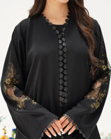 R305 Golden francy sequence lace Classic Black Abaya Abaya for Women UAE – Abaya – Rutba Fashion Abaya