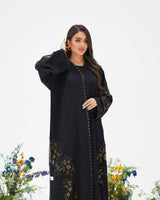 R305 Golden francy sequence lace Classic Black Abaya Abaya for Women UAE – Abaya – Rutba Fashion Abaya