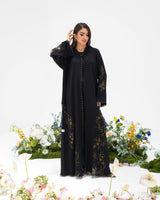 R305 Golden francy sequence lace Classic Black Abaya Abaya for Women UAE – Abaya – Rutba Fashion Abaya