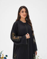 R305 Golden francy sequence lace Classic Black Abaya Abaya for Women UAE – Abaya – Rutba Fashion Abaya