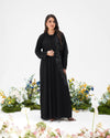 R306 Modern laser cut silver Ari with Beads work Black Abaya Abaya for Women UAE – Abaya – Rutba Fashion Abaya