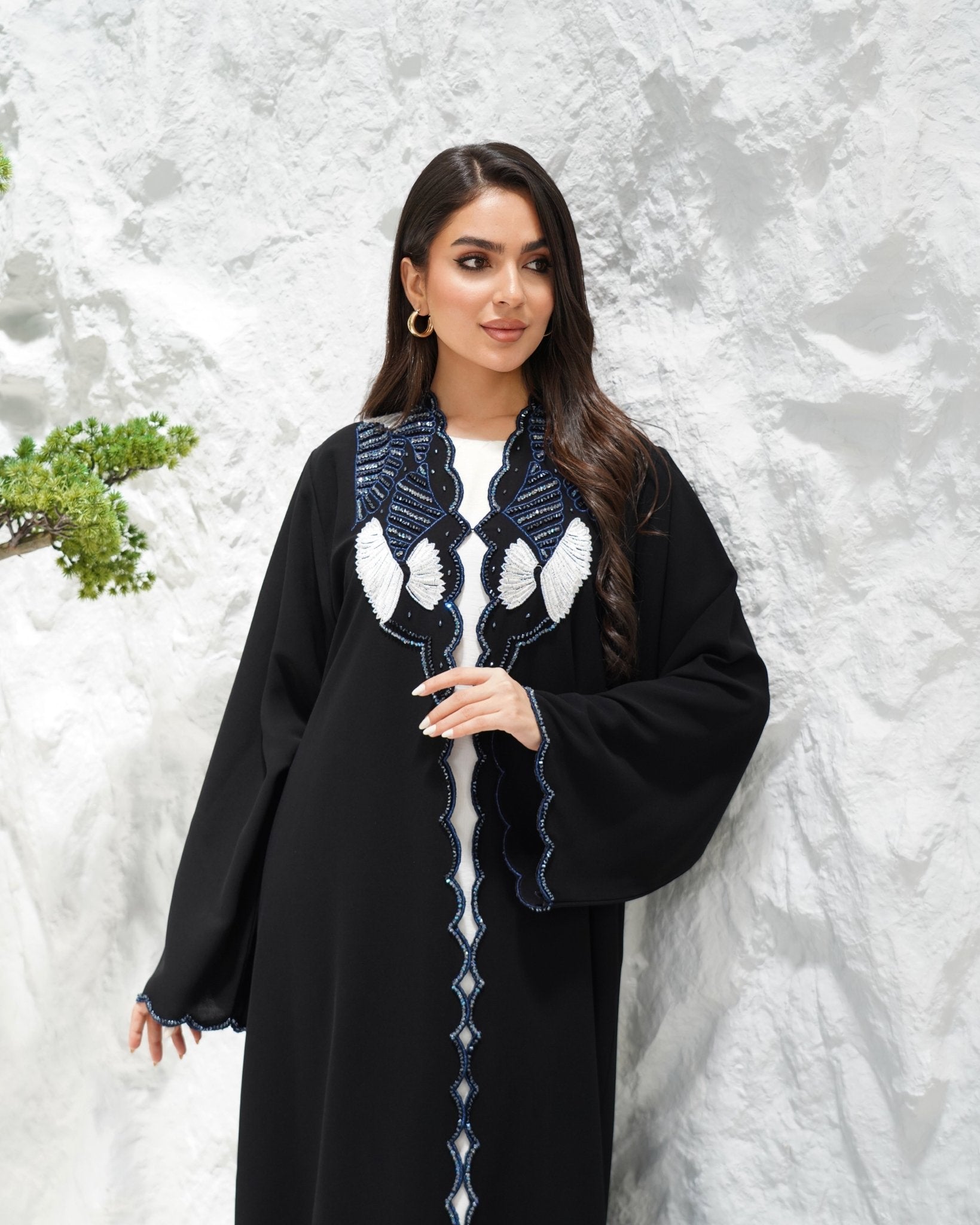 R307 Fashionable colorful embroidery Designer Black Abaya Abaya for Women UAE – Abaya – Rutba Fashion Abaya