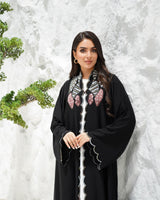 R308 Fashionable Designer Black Abaya colorful embroidery with Beads work Abaya for Women UAE – Abaya – Rutba Fashion Abaya
