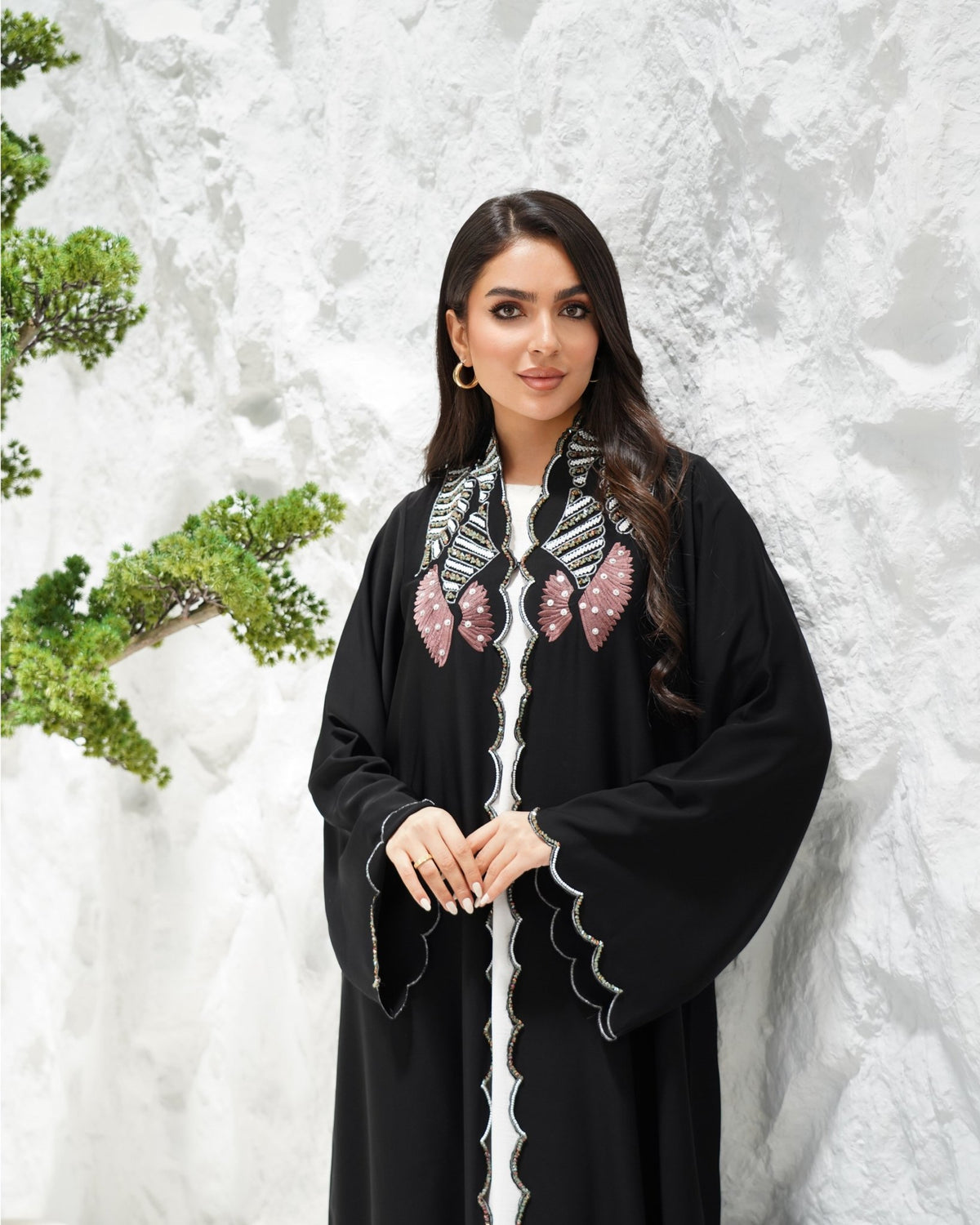 R308 Fashionable Designer Black Abaya colorful embroidery with Beads work Abaya for Women UAE – Abaya – Rutba Fashion Abaya