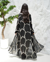 R309 Exclusively Designed with Base embroidery and handmade beads work Black and off- white contrast Abaya Abaya for Women UAE – Abaya – Rutba Fashion Abaya