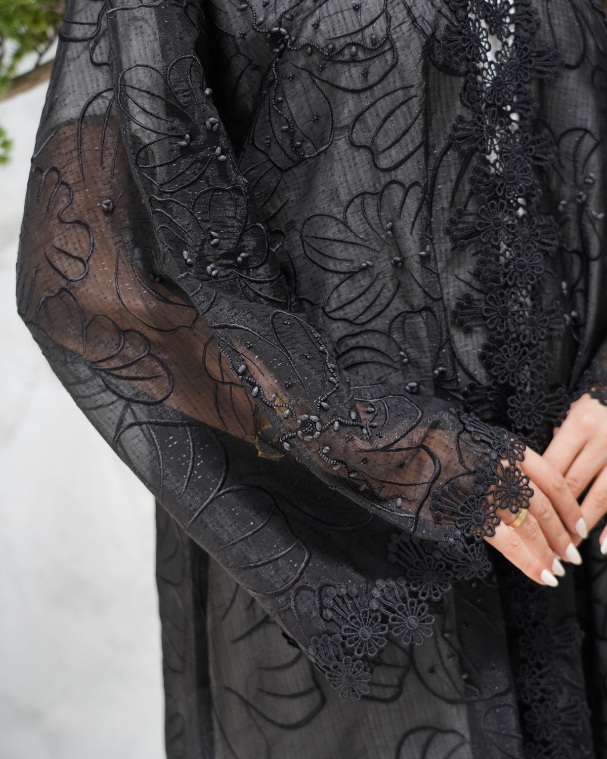 R310 exclusive Flower embroidery Organza Black Abaya Abaya for Women UAE – Abaya – Rutba Fashion Abaya