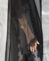 R311 Beautiful Flower Dantel Abaya with stone work Abaya for Women UAE – Abaya – Rutba Fashion Abaya