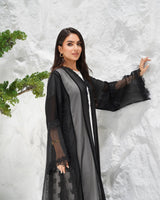 R311 Beautiful Flower Dantel Abaya with stone work Abaya for Women UAE – Abaya – Rutba Fashion Abaya