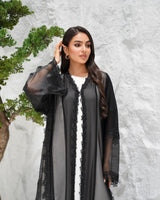 R311 Beautiful Flower Dantel Abaya with stone work Abaya for Women UAE – Abaya – Rutba Fashion Abaya