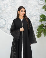 R319 Classic Black Abaya with New Frem Lace and Beads work Abaya for Women UAE – Abaya – Rutba Fashion Abaya