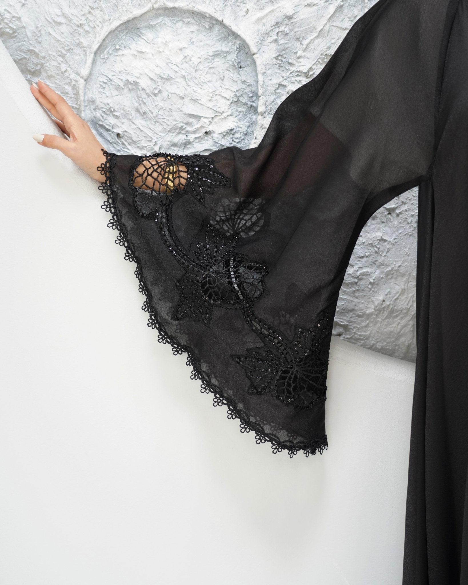R320 New Fashionable Designer Shining Organza Black Abaya Abaya for Women UAE – Abaya – Rutba Fashion Abaya