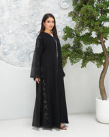 R320 New Fashionable Designer Shining Organza Black Abaya Abaya for Women UAE – Abaya – Rutba Fashion Abaya
