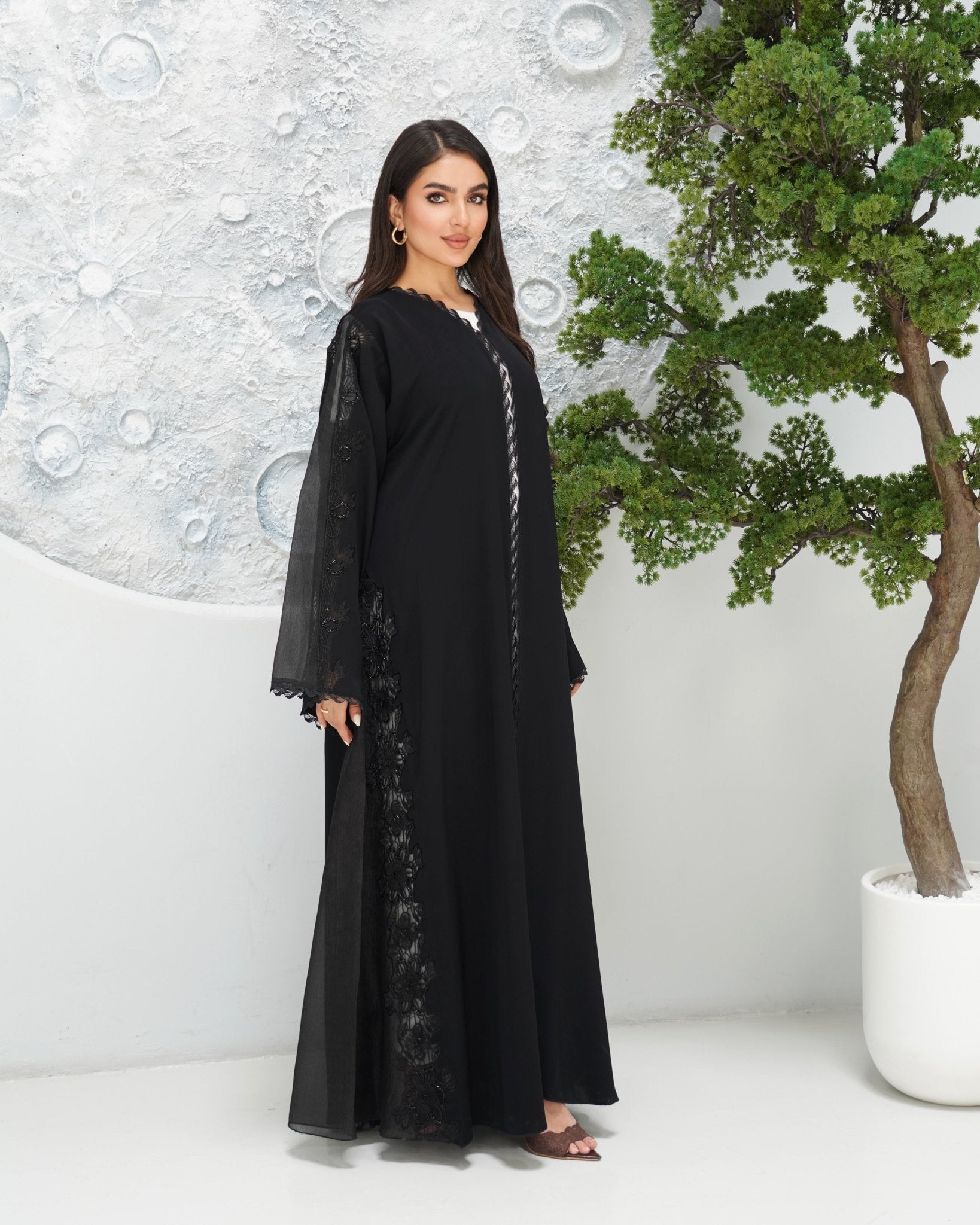 R320 New Fashionable Designer Shining Organza Black Abaya Abaya for Women UAE – Abaya – Rutba Fashion Abaya