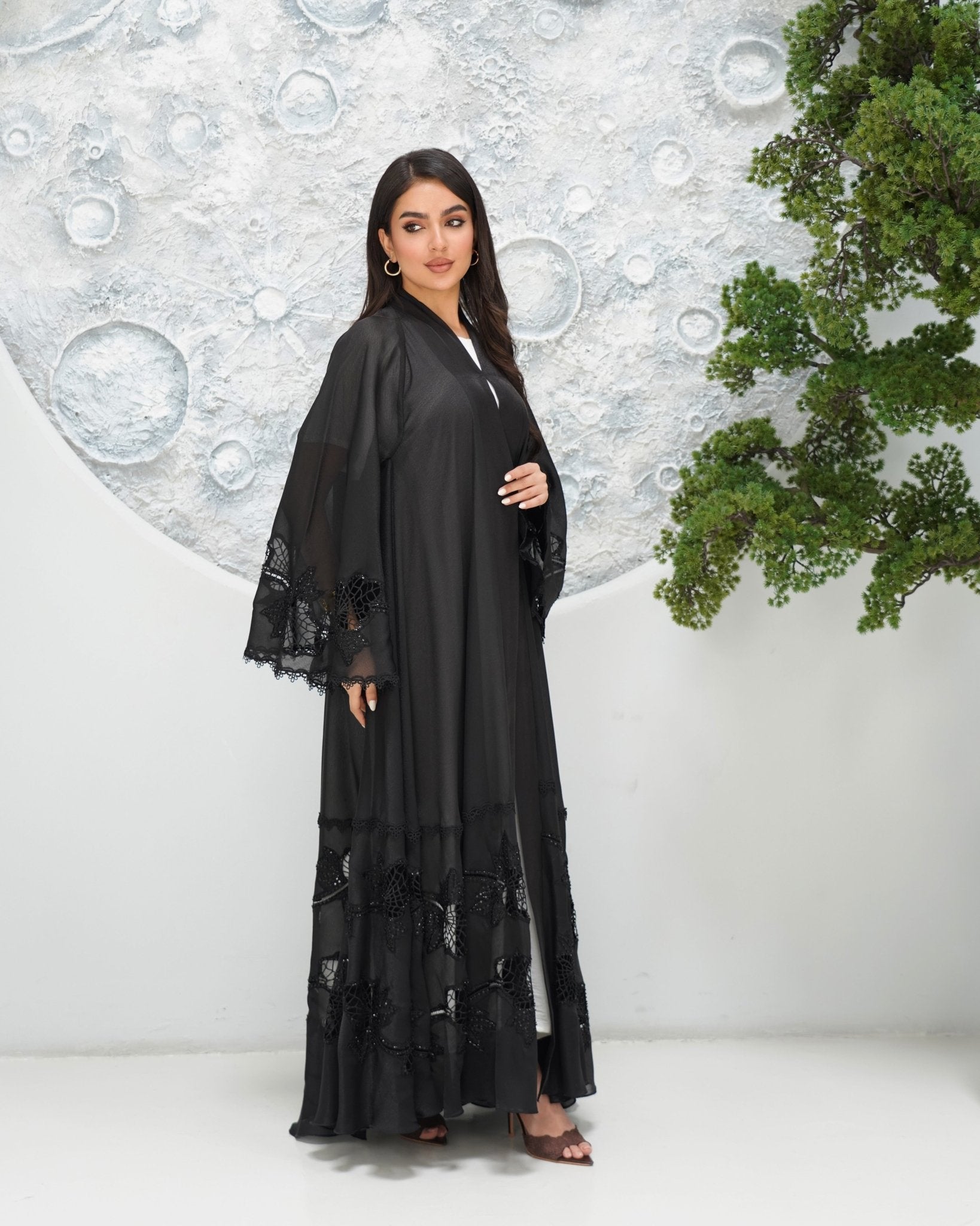 R320 New Fashionable Designer Shining Organza Black Abaya Abaya for Women UAE – Abaya – Rutba Fashion Abaya
