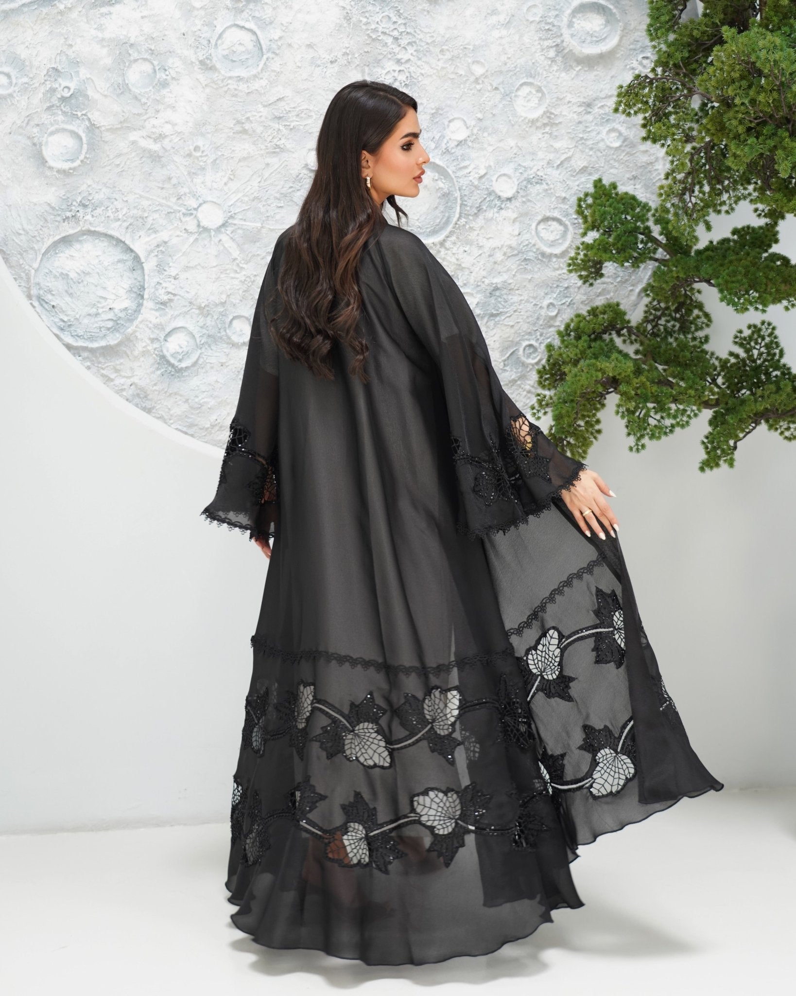 R320 New Fashionable Designer Shining Organza Black Abaya Abaya for Women UAE – Abaya – Rutba Fashion Abaya