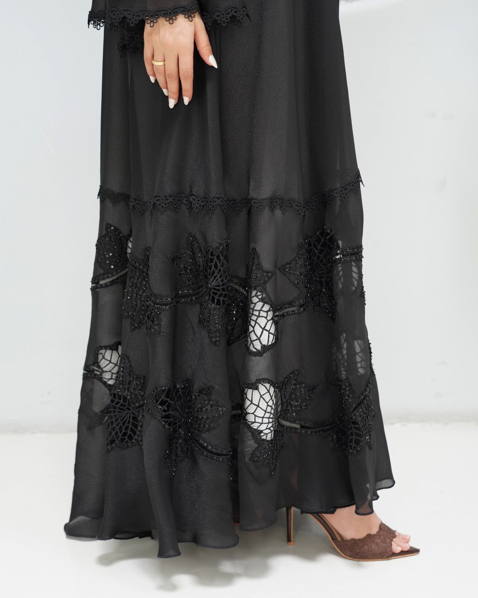 R320 New Fashionable Designer Shining Organza Black Abaya Abaya for Women UAE – Abaya – Rutba Fashion Abaya
