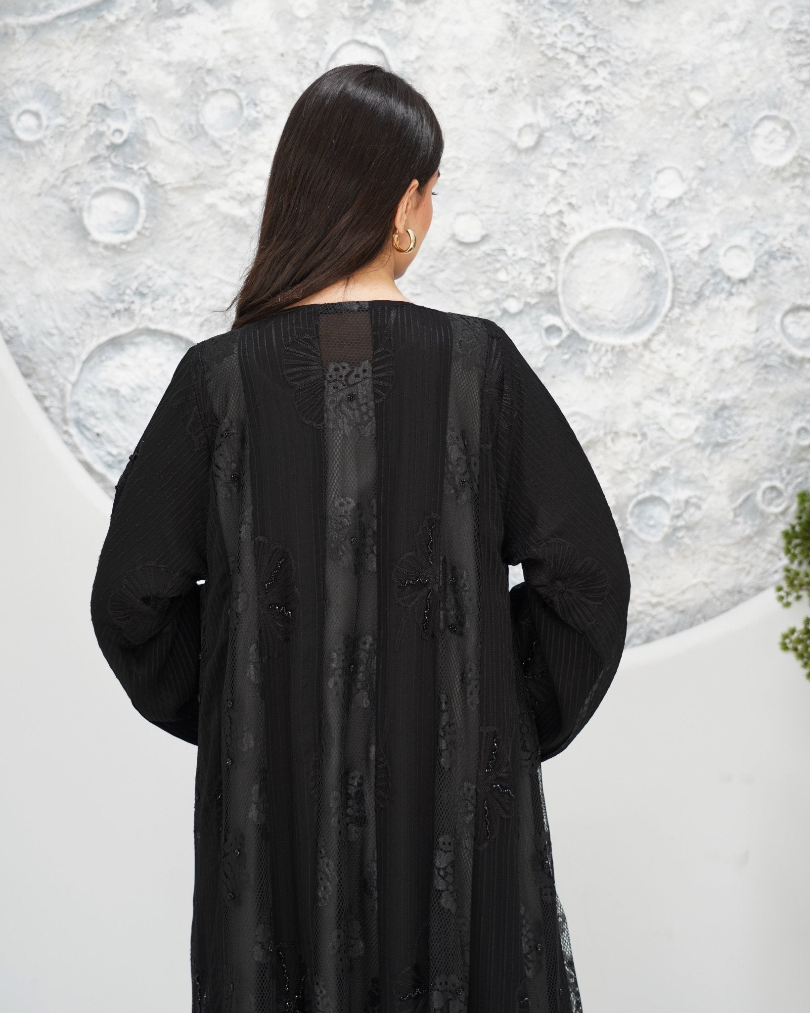 R321 Luxurious Chiffon Gulf Model Black Abaya Abaya for Women UAE – Abaya – Rutba Fashion Abaya