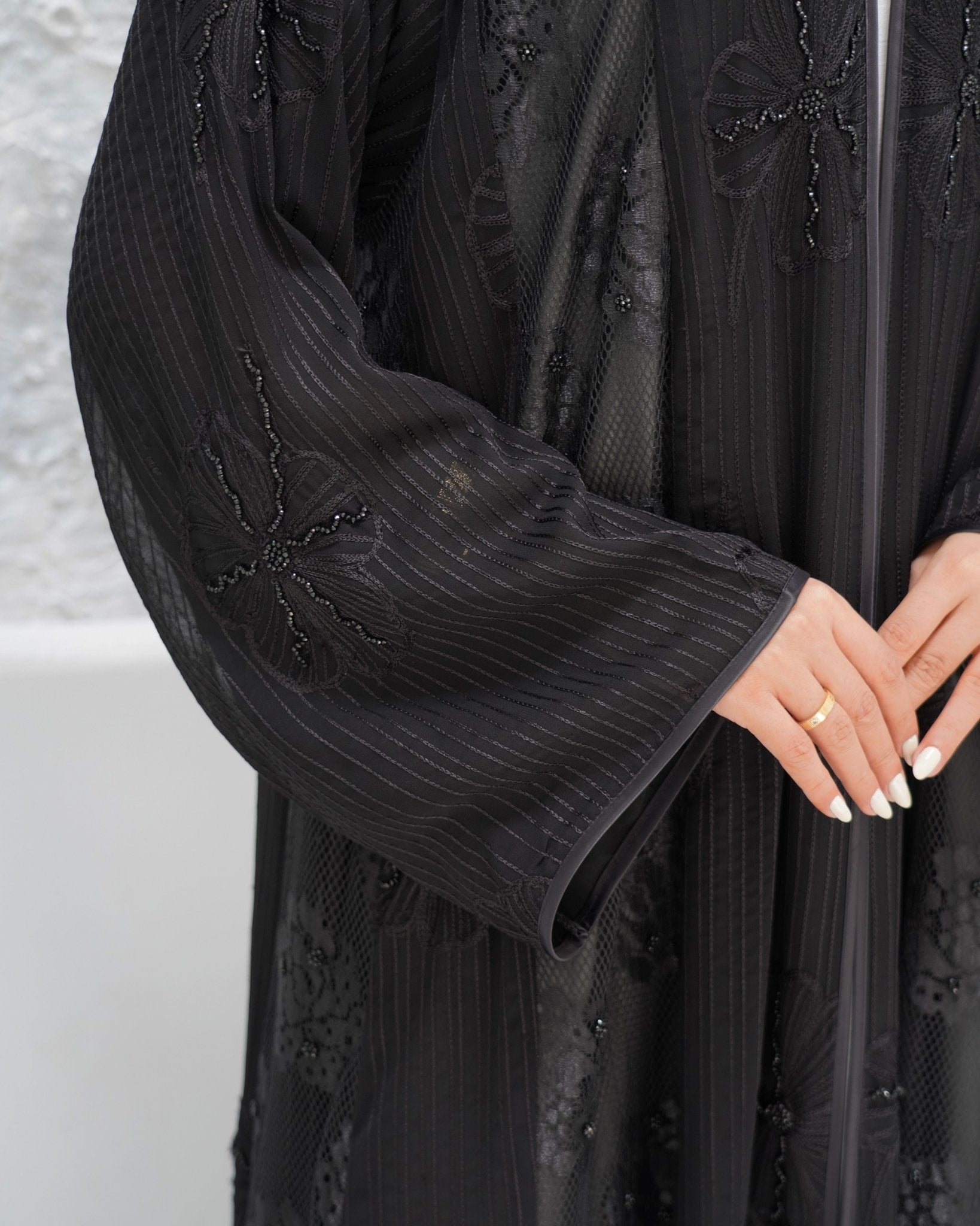 R321 Luxurious Chiffon Gulf Model Black Abaya Abaya for Women UAE – Abaya – Rutba Fashion Abaya