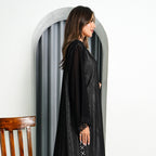 R193 Black elegant  Abaya Set