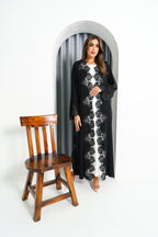 R195 Black elegant  Abaya Set