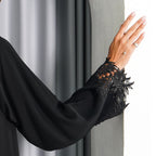 R195 Black elegant  Abaya Set