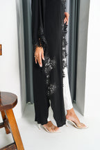 R195 Black elegant  Abaya Set