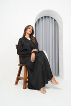 R197 Black Classic  Abaya Set