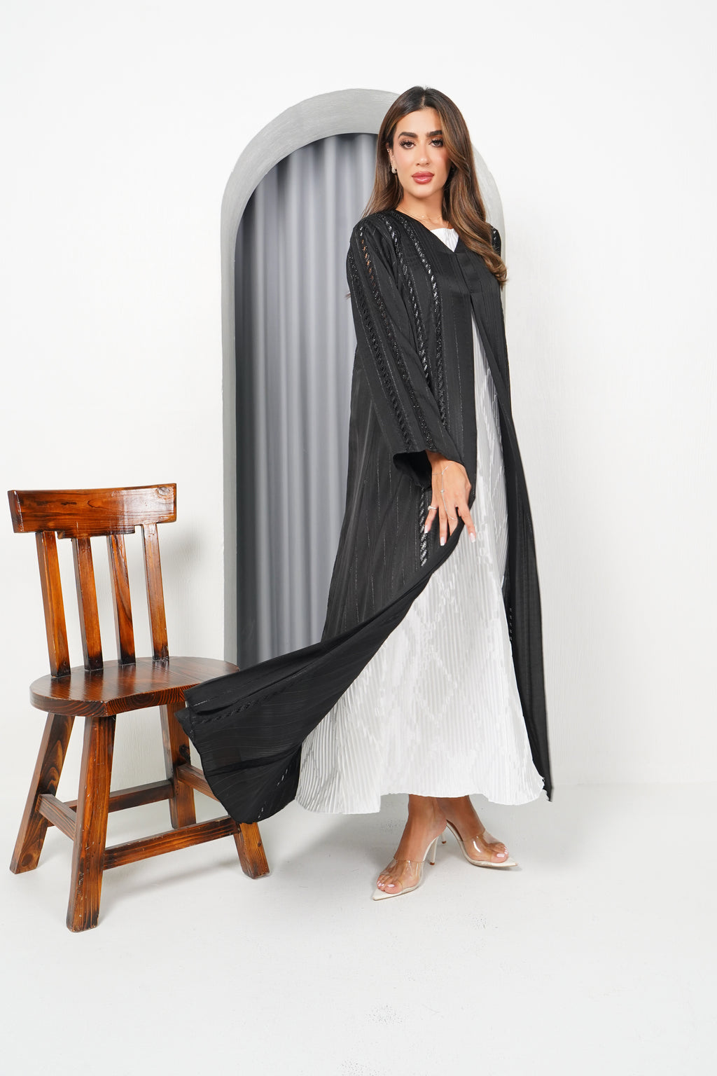 R197 Black Classic  Abaya Set