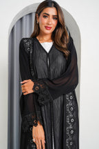 R201 Black Laser Cut Dantil Abaya Set
