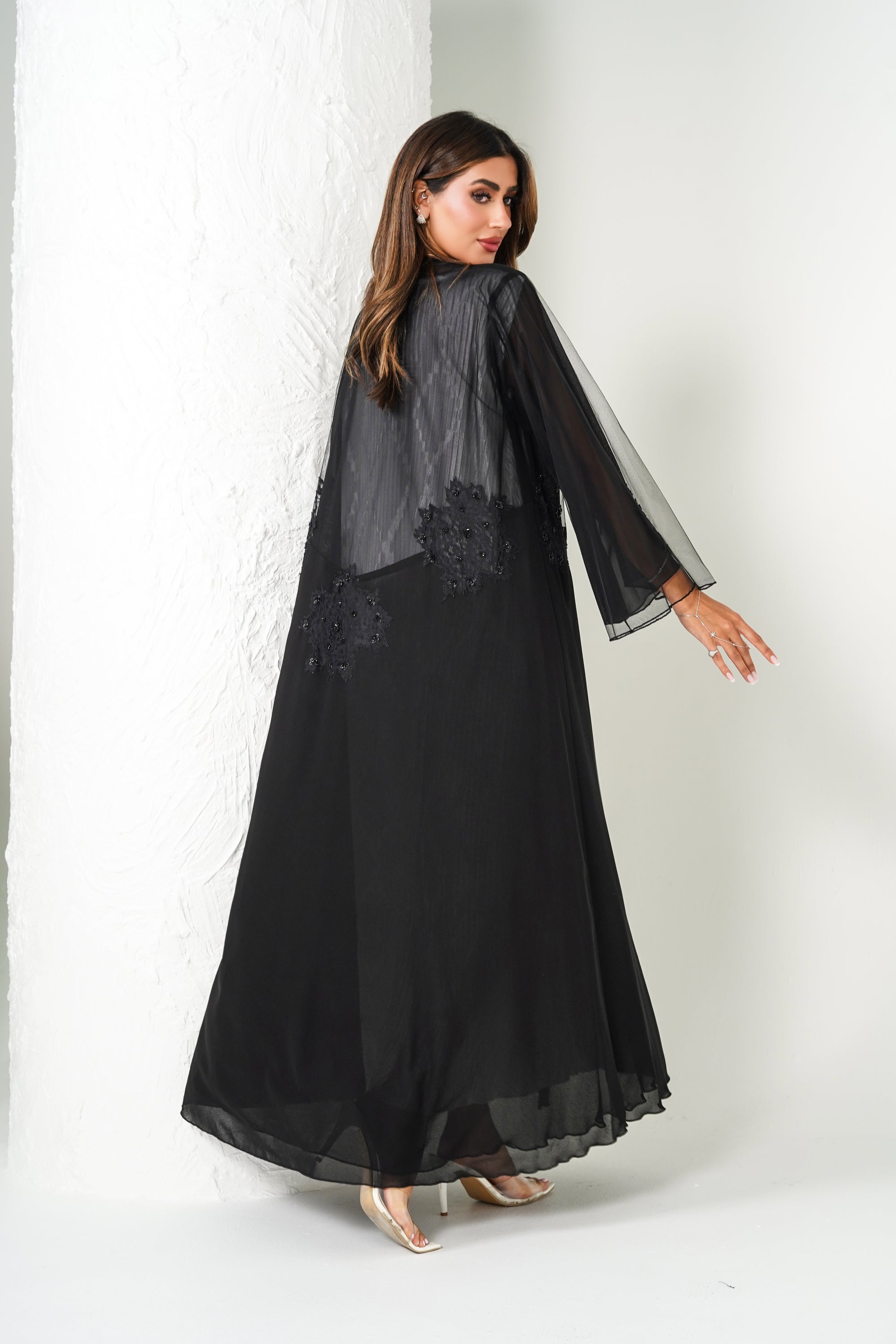 R204 Black Party  Abaya Set