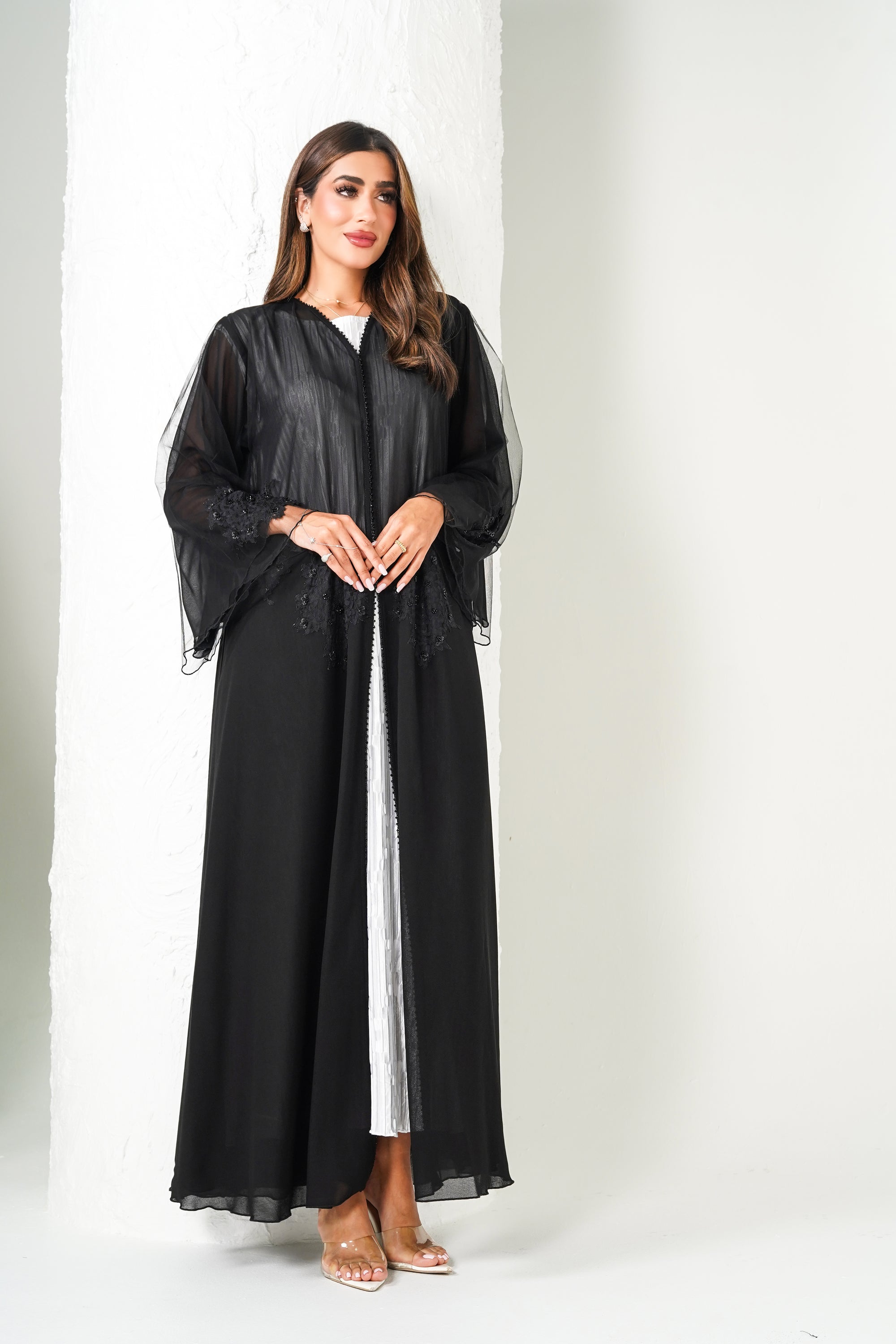 R204 Black Party  Abaya Set