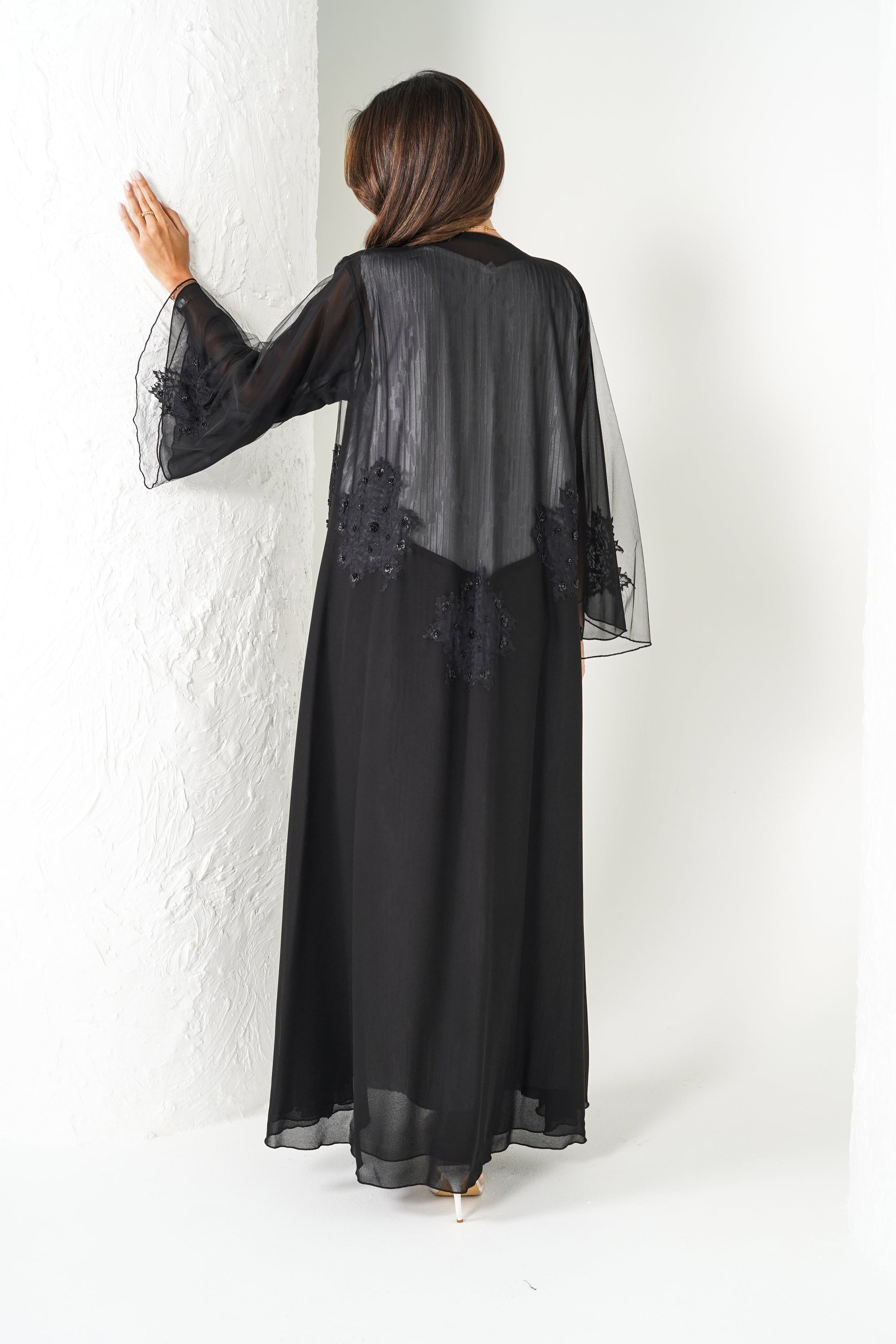 R204 Black Party  Abaya Set