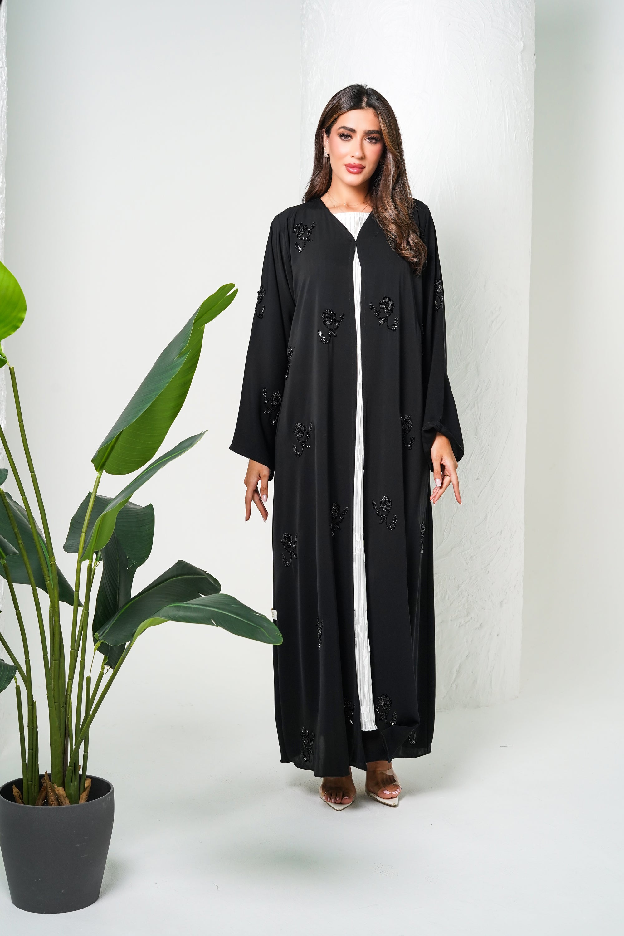 R206  Black Classic  Abaya Set