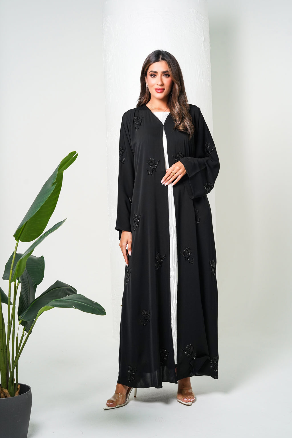 R206  Black Classic  Abaya Set