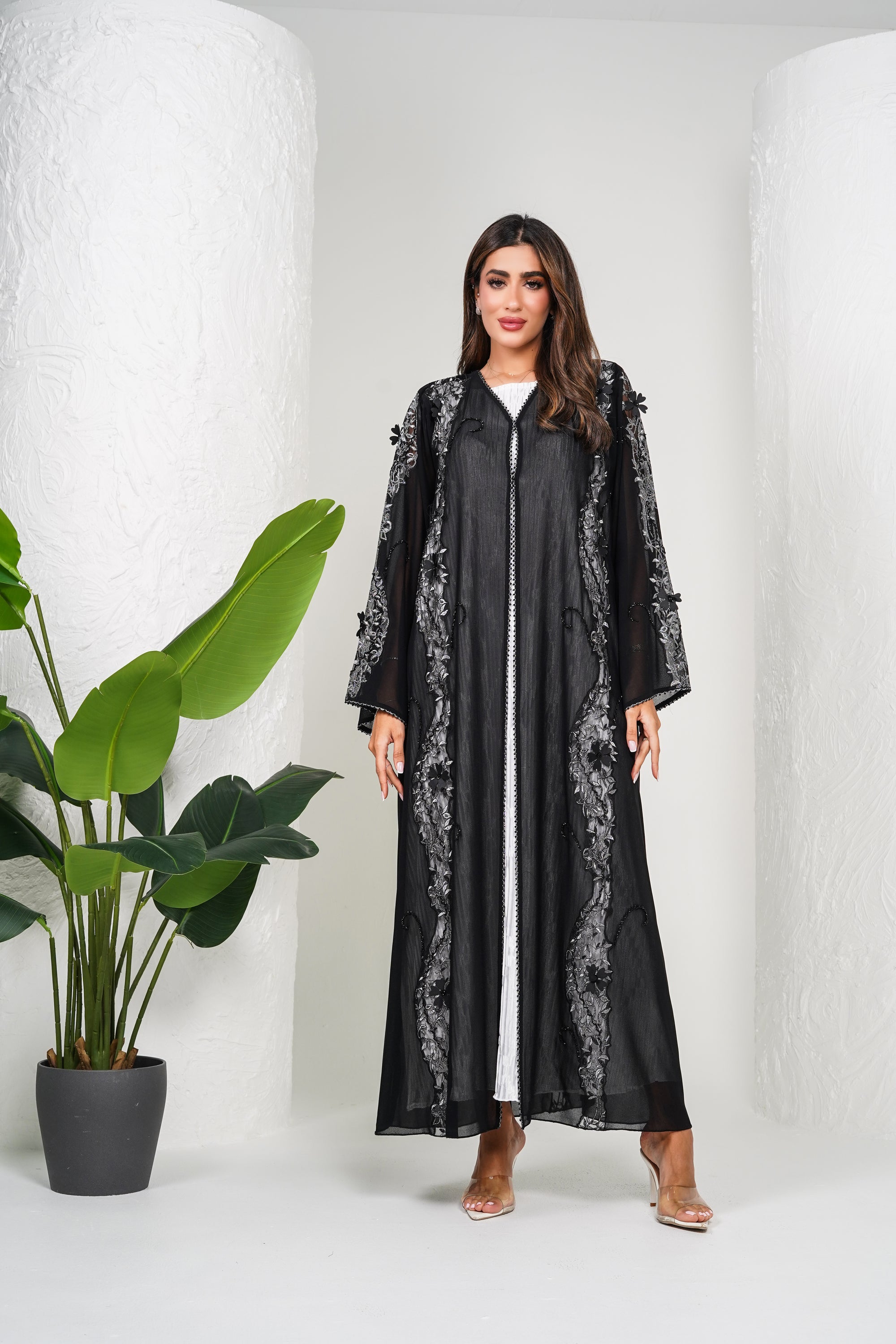 R208  Black  Classic  Abaya Set