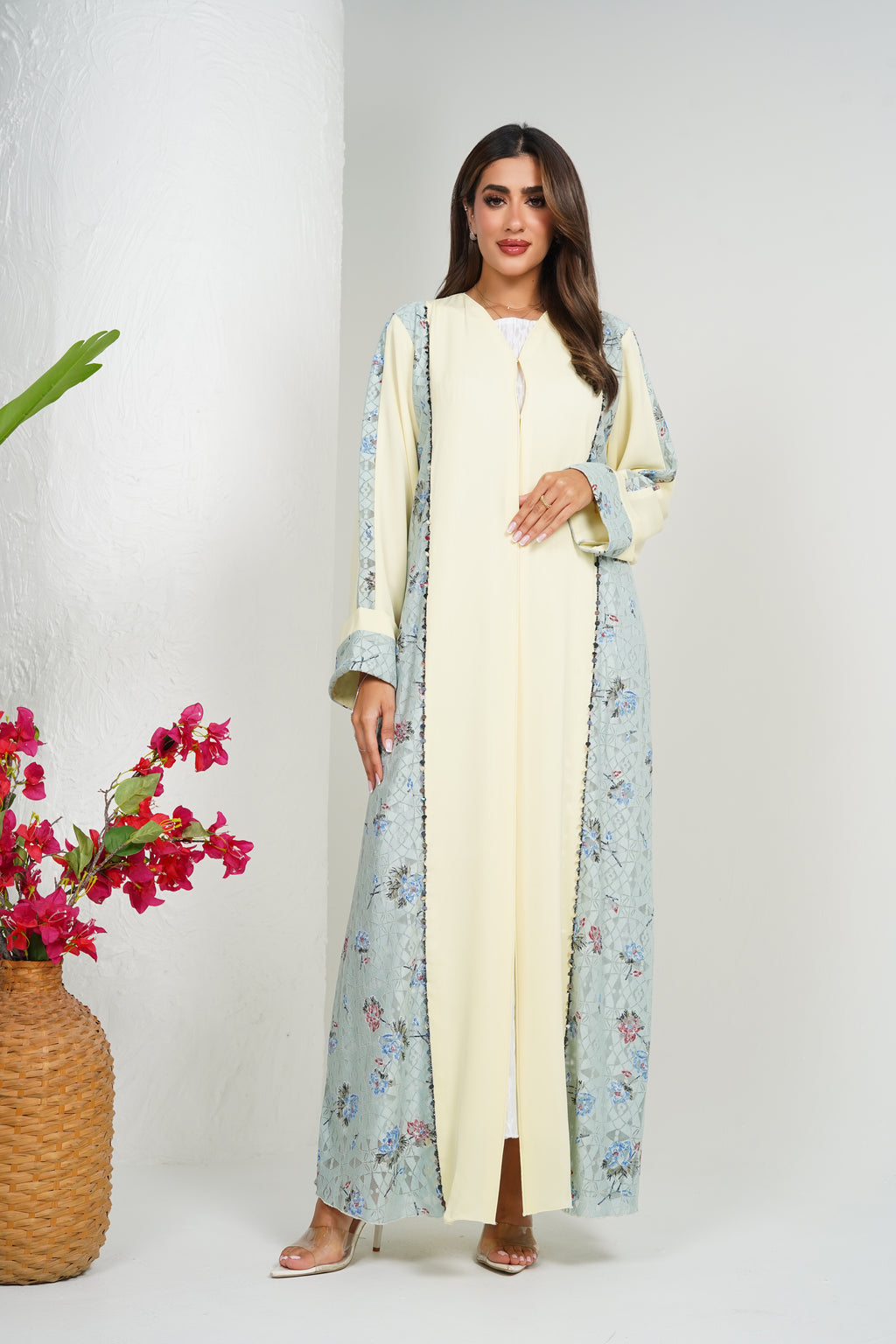 R212 Light  Beige  Abaya Set