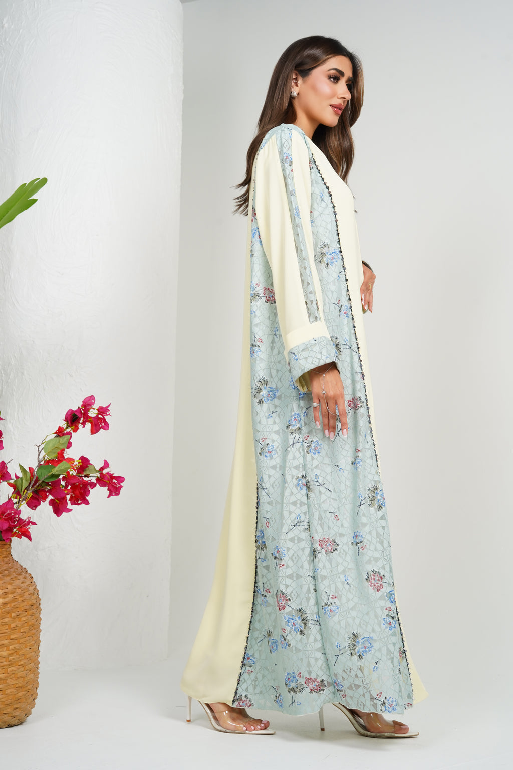 R212 Light  Beige  Abaya Set