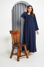 R213 Blue cutting Model Abaya Set