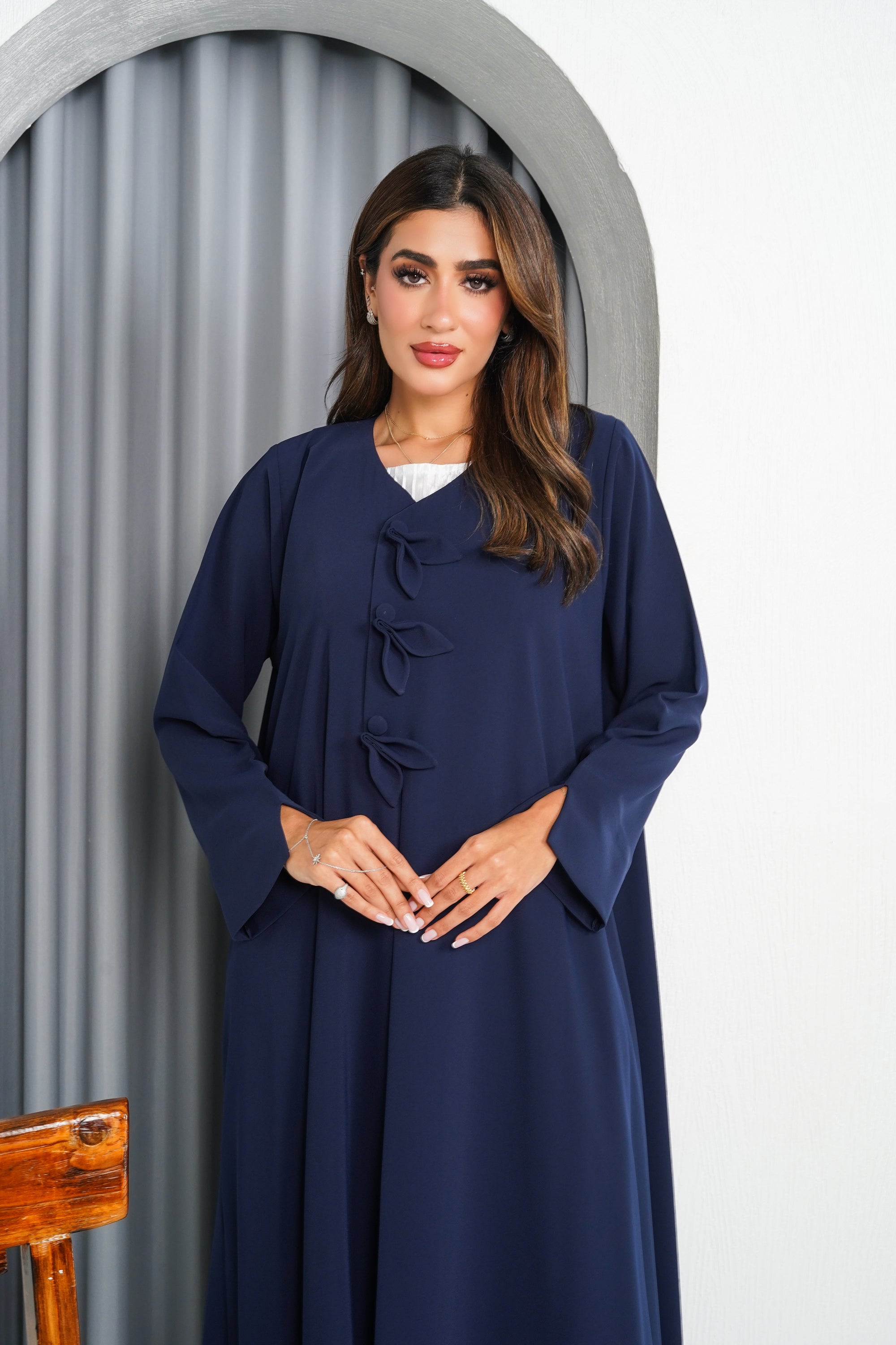 R213 Blue cutting Model Abaya Set