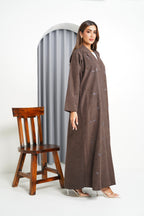R214 Dark Brown Colour vip Abaya Set