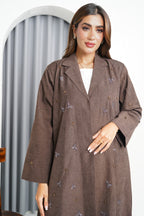 R214 Dark Brown Colour vip Abaya Set