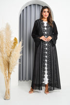 R217 Black Classic Dantil Abaya Set